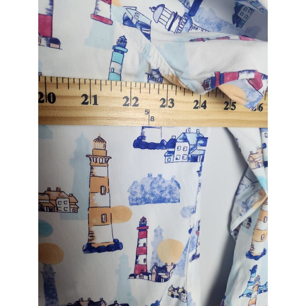 Chico's Novelty print Lighthouses button front blouse sz 4/ 20/22 nautical - Picture 7 of 8
